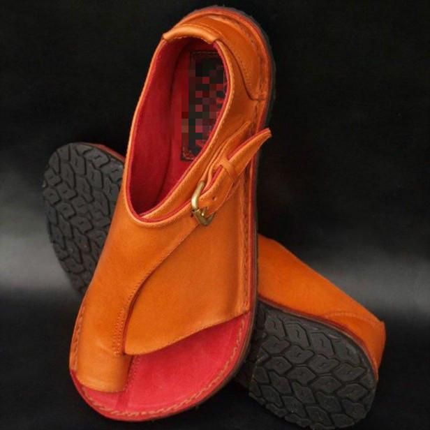 Daily Summer Leather Comfy Buckled Flat Sandals (Buy 2 Free Shipping)