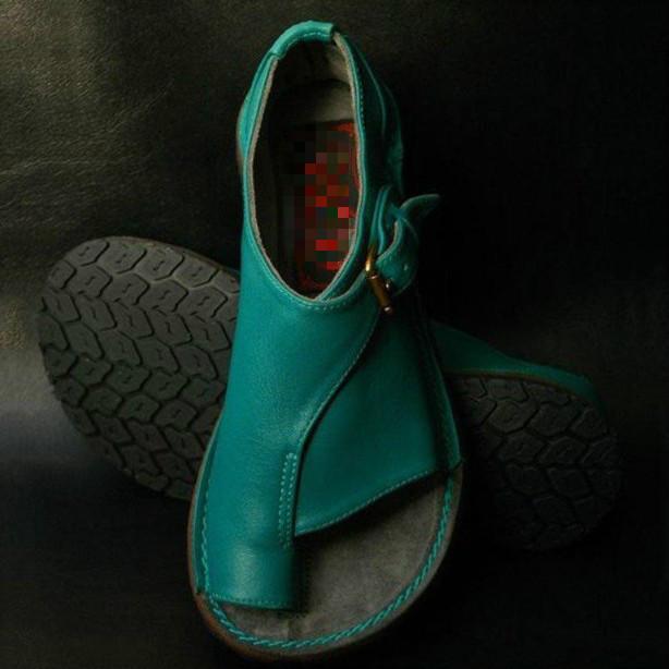 Daily Summer Leather Comfy Buckled Flat Sandals (Buy 2 Free Shipping)
