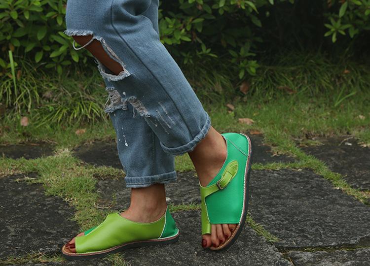 Daily Summer Leather Comfy Buckled Flat Sandals (Buy 2 Free Shipping)