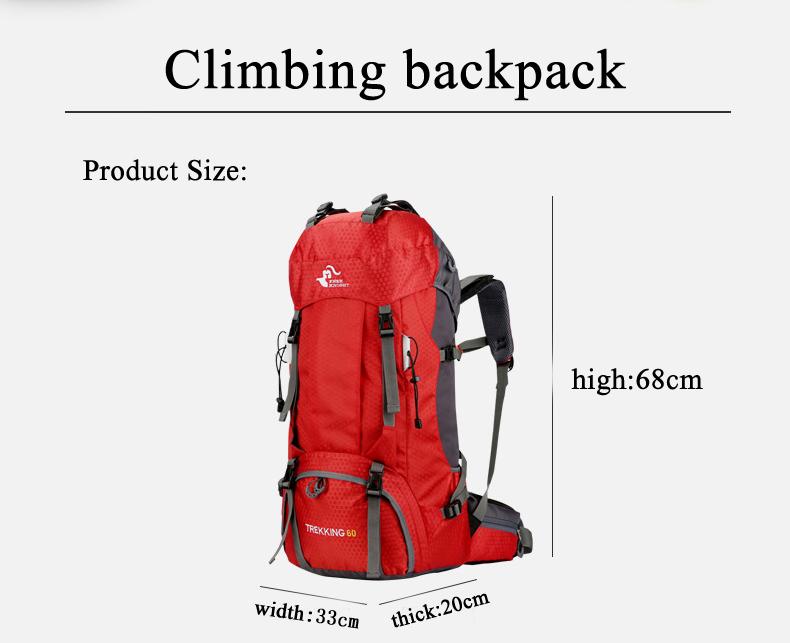 60L Lightweight Outdoor Backpacks Multifunctional Waterproof Bag