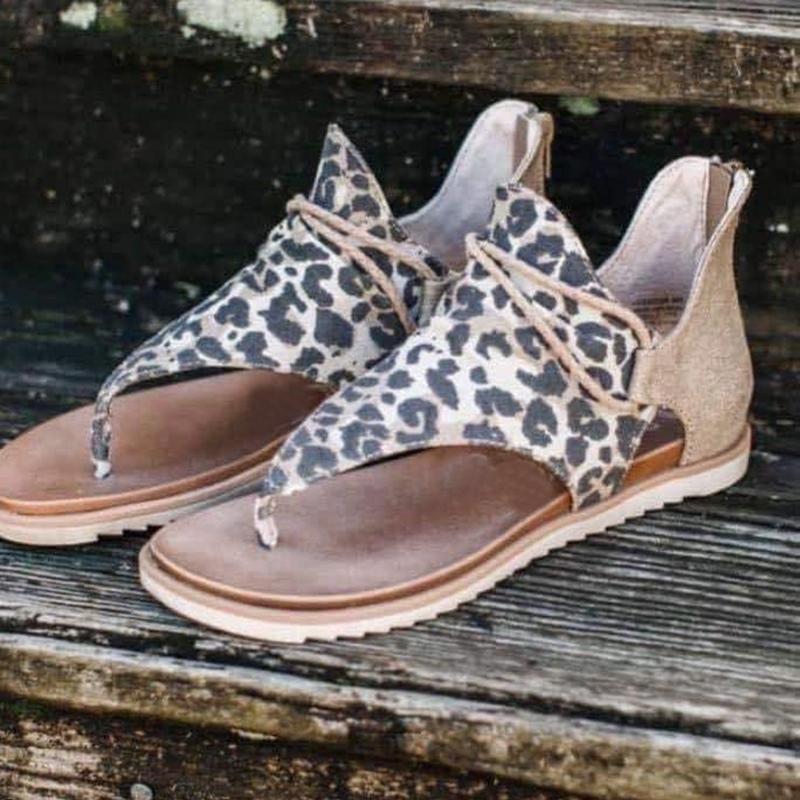 Women's Retro Leopard Print Flip Flop Sandals