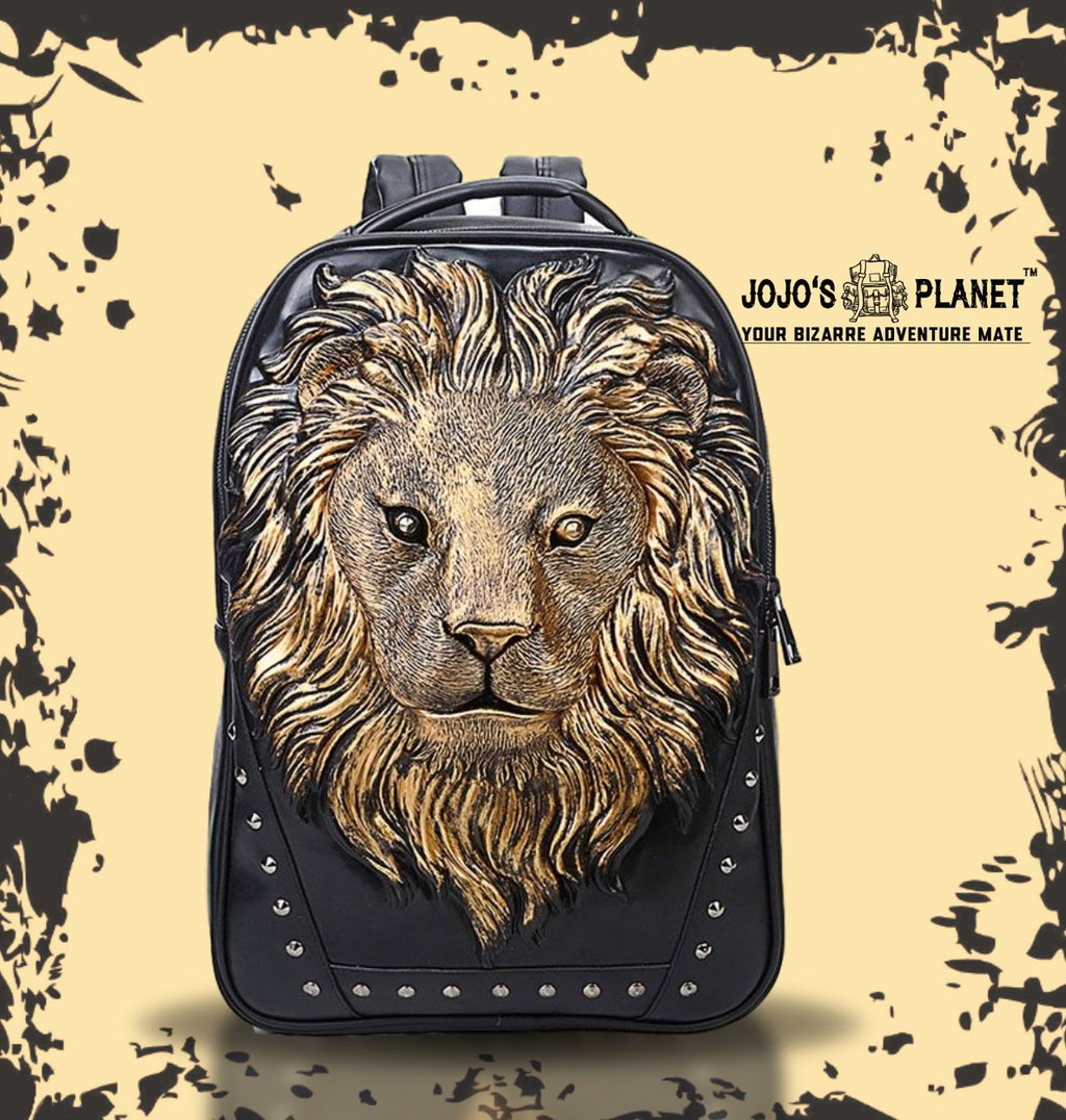 Lion Head 3D Printed Studded Rivet Backpack
