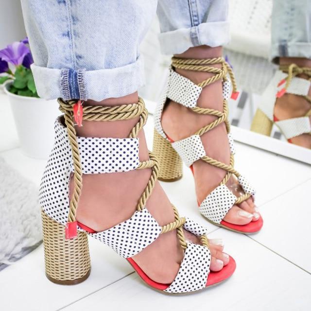 Chic Lace Up High Heel