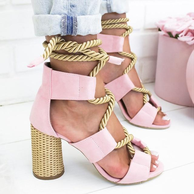 Chic Lace Up High Heel